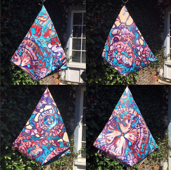 Leather bag, hand-painted, by designer Angie Lister